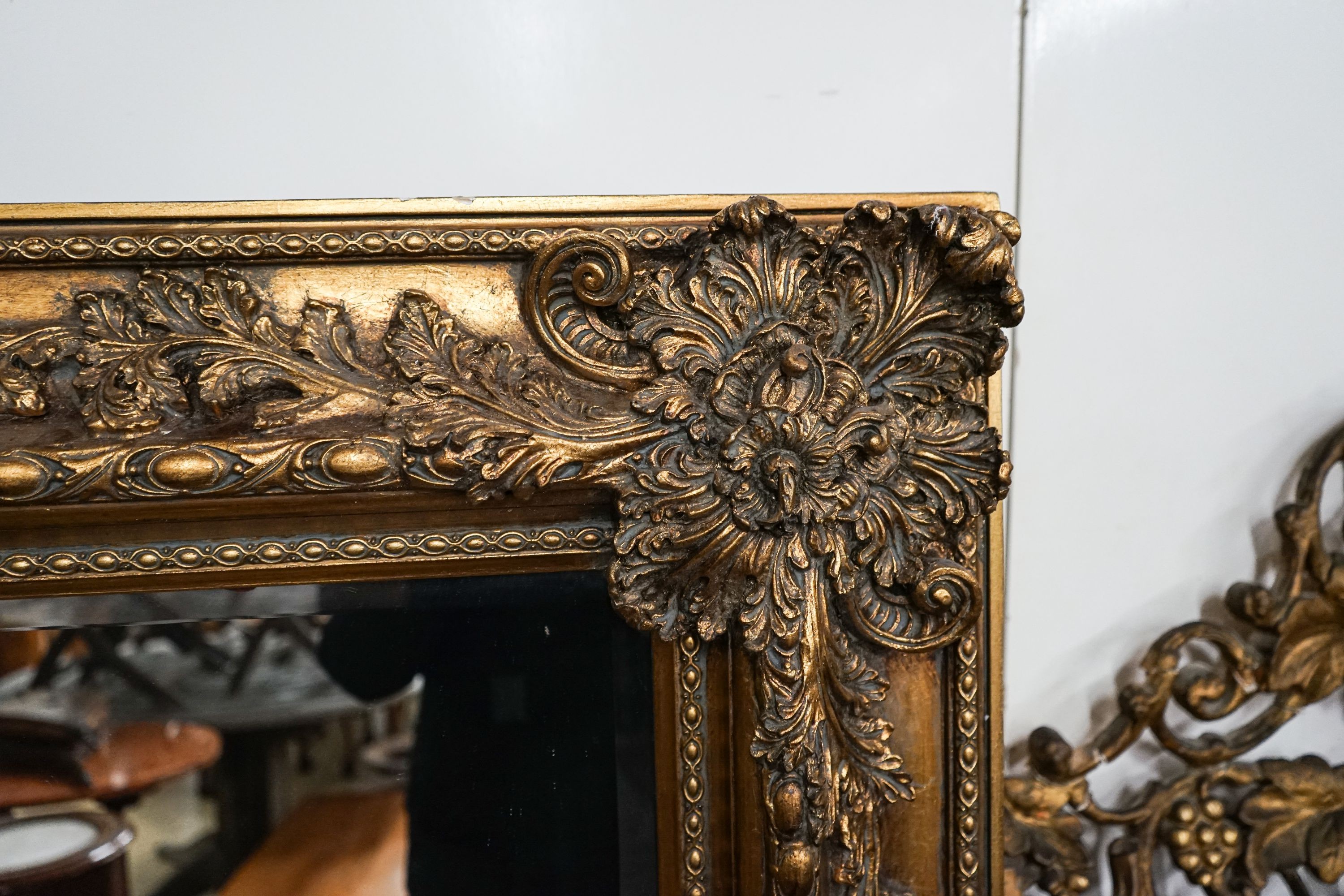 A large Victorian style gilt framed rectangular wall mirror, width 128cm, height 157cm